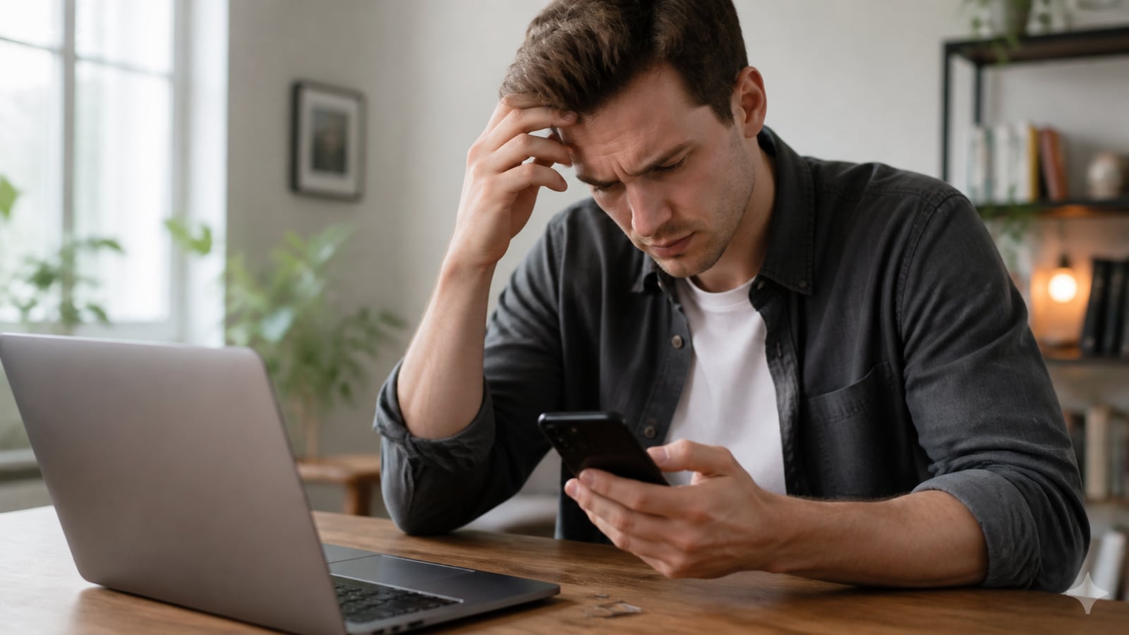 Een smartphone en laptop gebruiken bij het oplossen van een eSIM-probleem